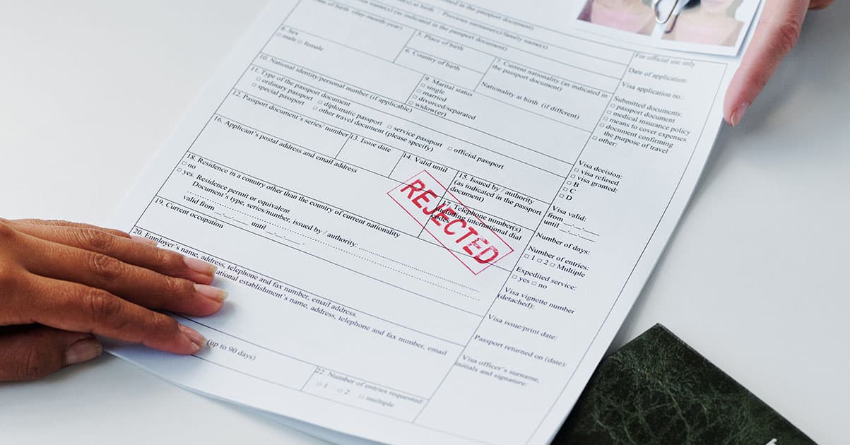 Rejected stamp visual with documents